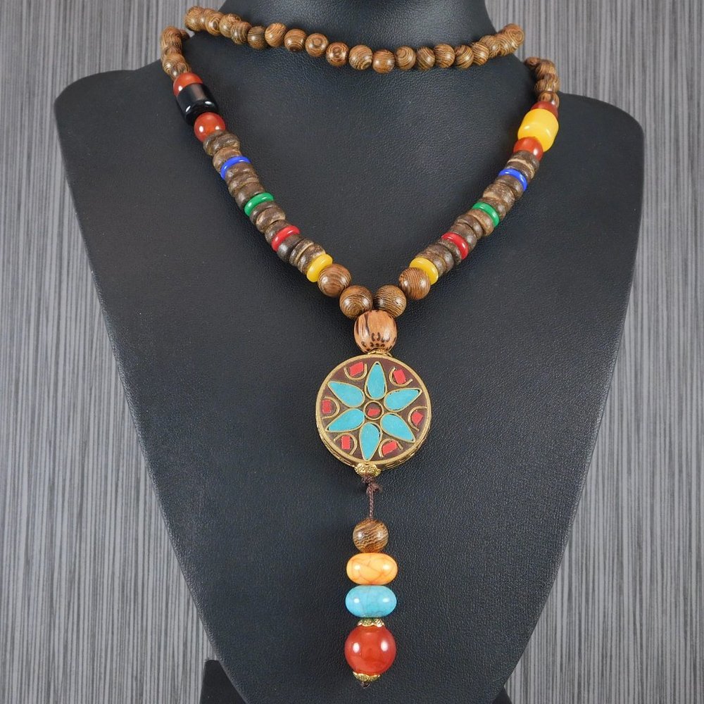Long Mala Bead Necklace Boho Spiritual Jewelry